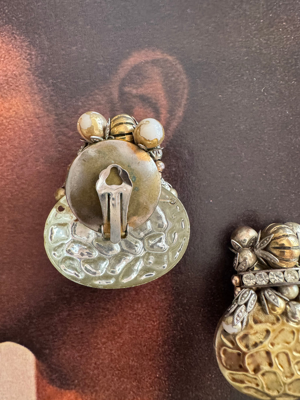Vintage Baroque Revival Clip Earrings