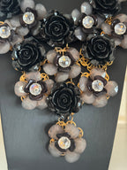 Vintage Floral Resin Statement Necklace