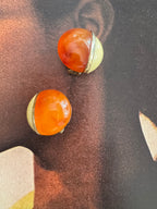 Vintage Orena Paris Amber Cabochon Earrings
