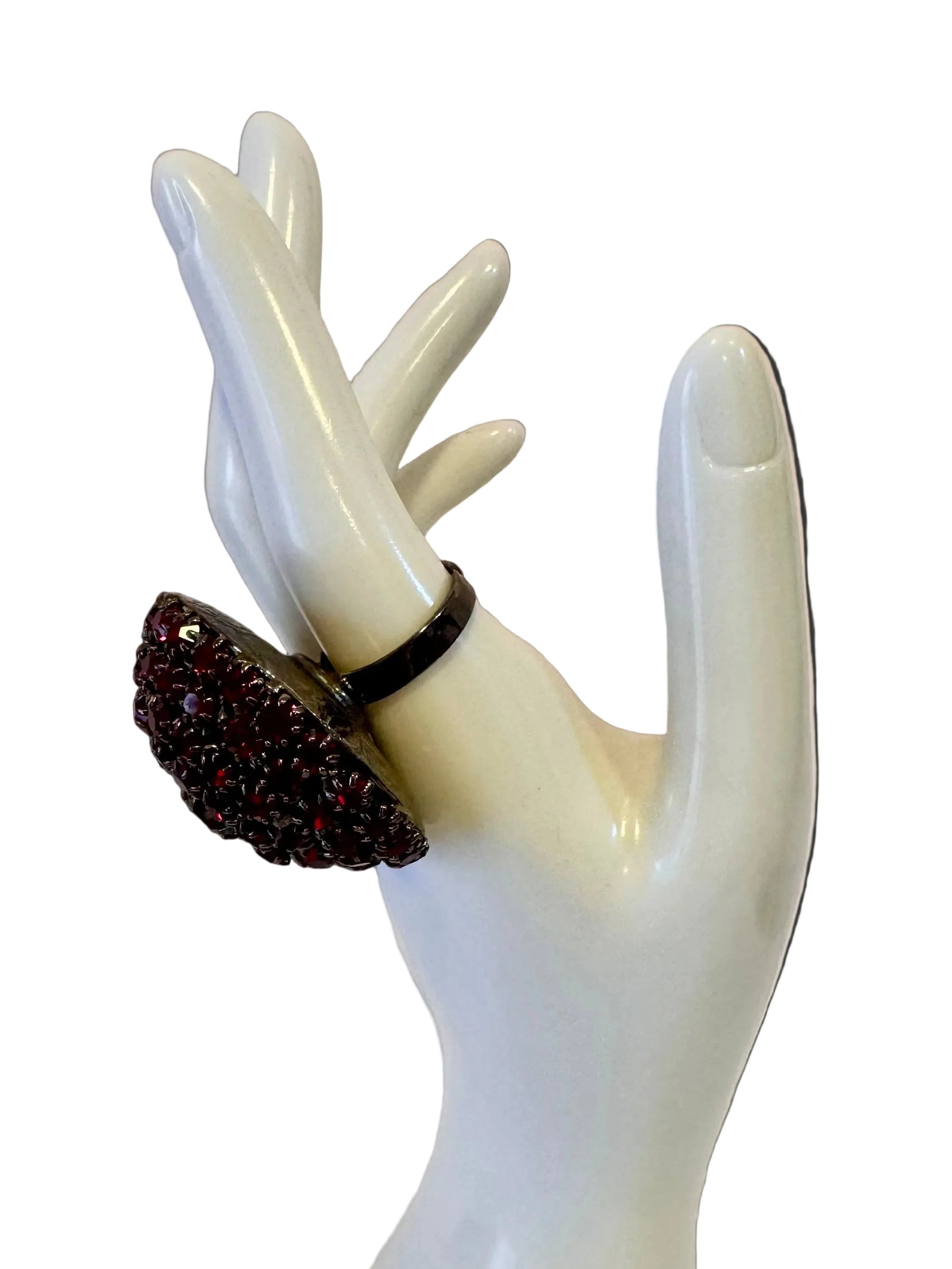 Vintage Red Crystal Dome Statement Ring
