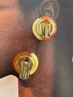 Vintage Orena Paris Amber Cabochon Earrings
