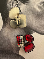 Vintage Unusual Red Glass Statement Earrings