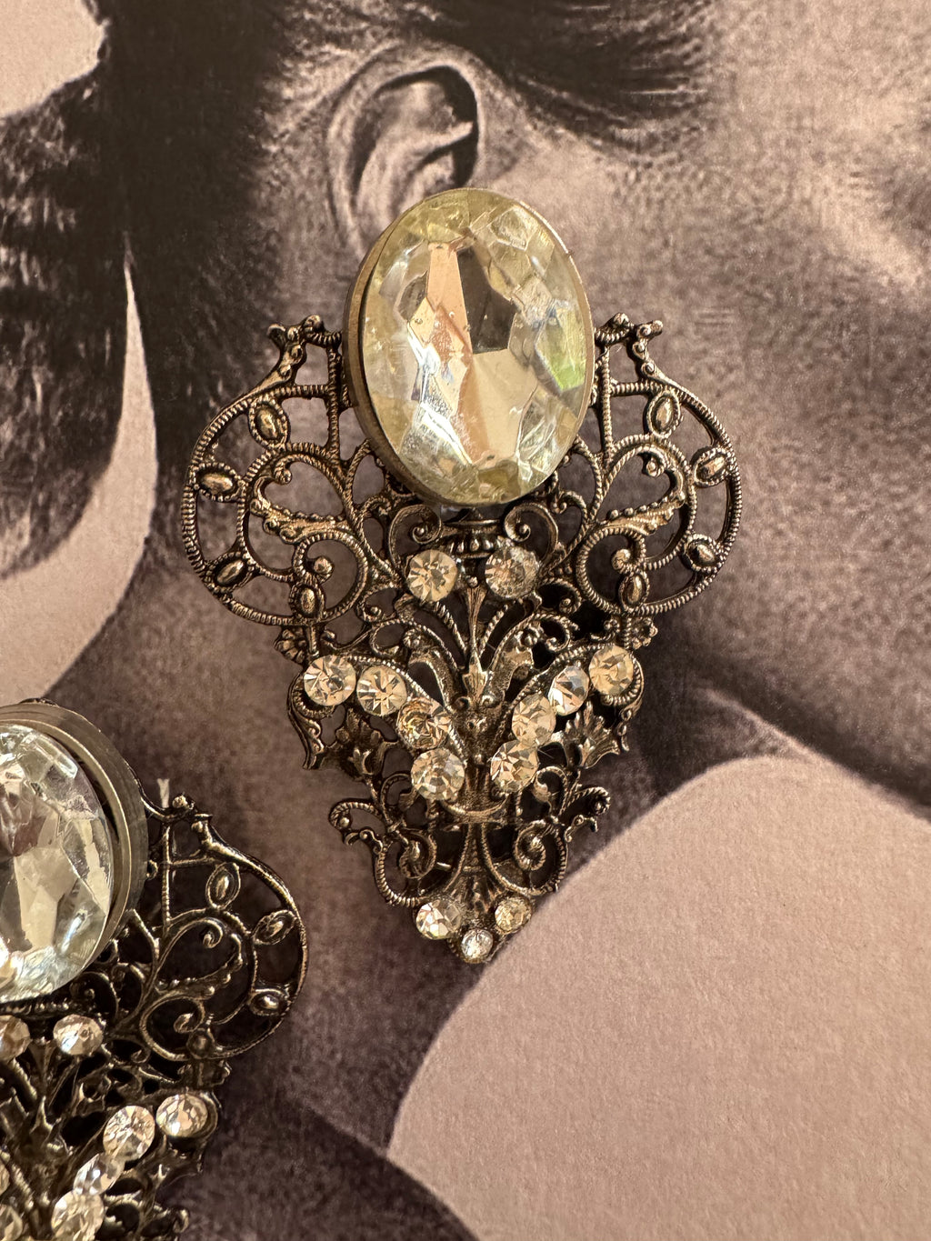 Vintage Victorian Revival Filigree Statement Earrings