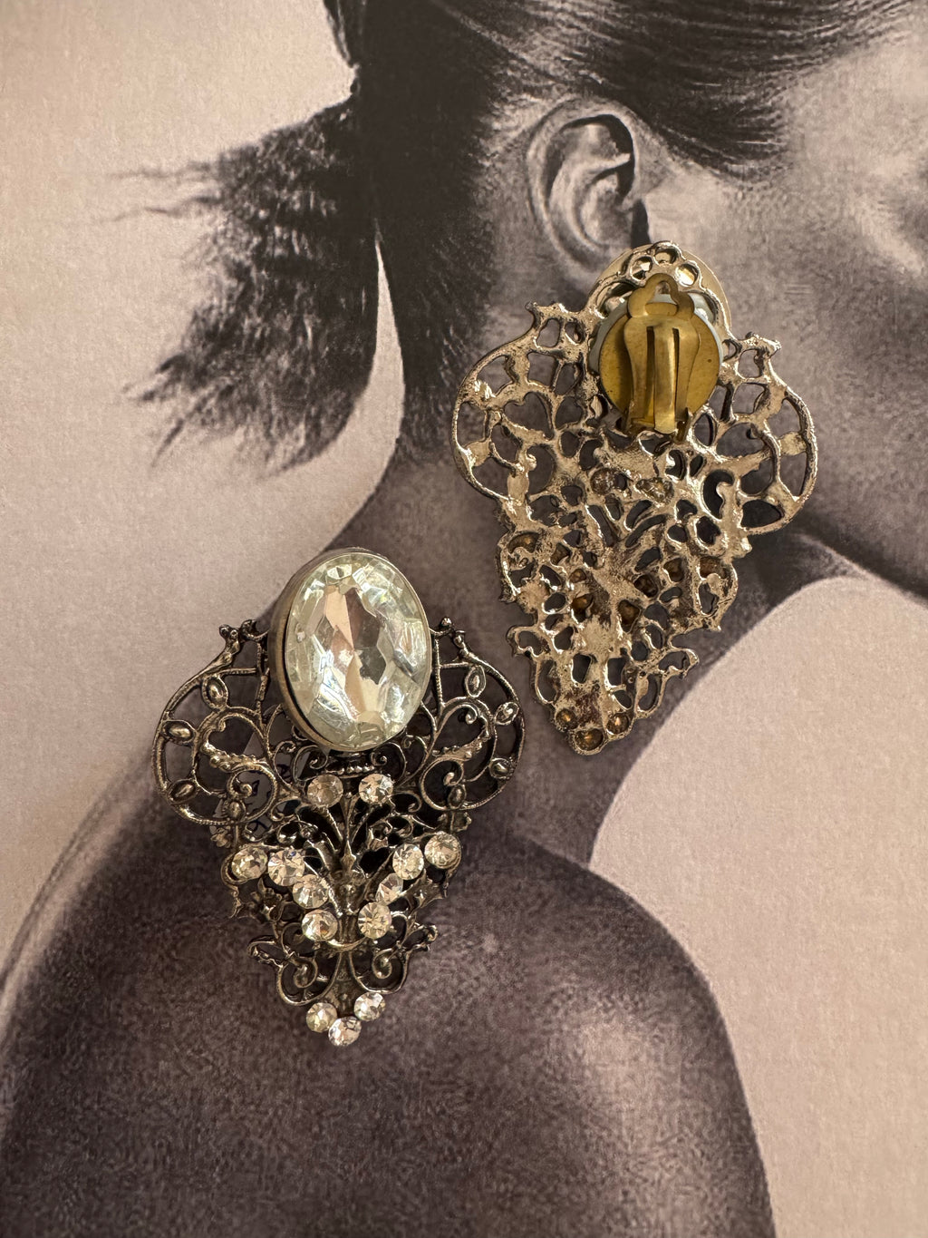 Vintage Victorian Revival Filigree Statement Earrings