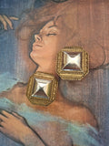 Vintage Two Tone Geometric Statement Earrings