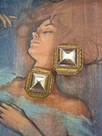 Vintage Two Tone Geometric Statement Earrings