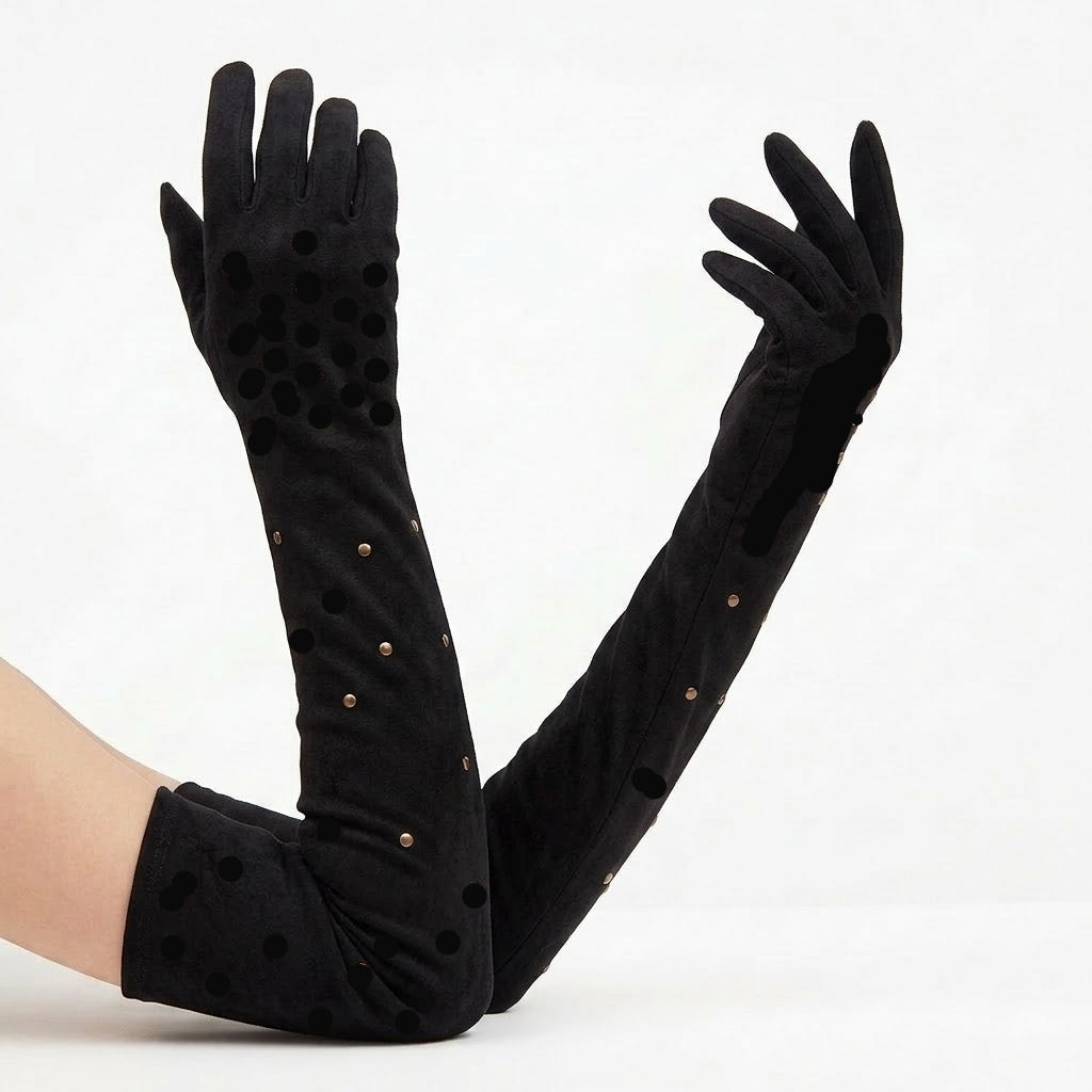Vintage 1960s Black Studded Opera Gloves